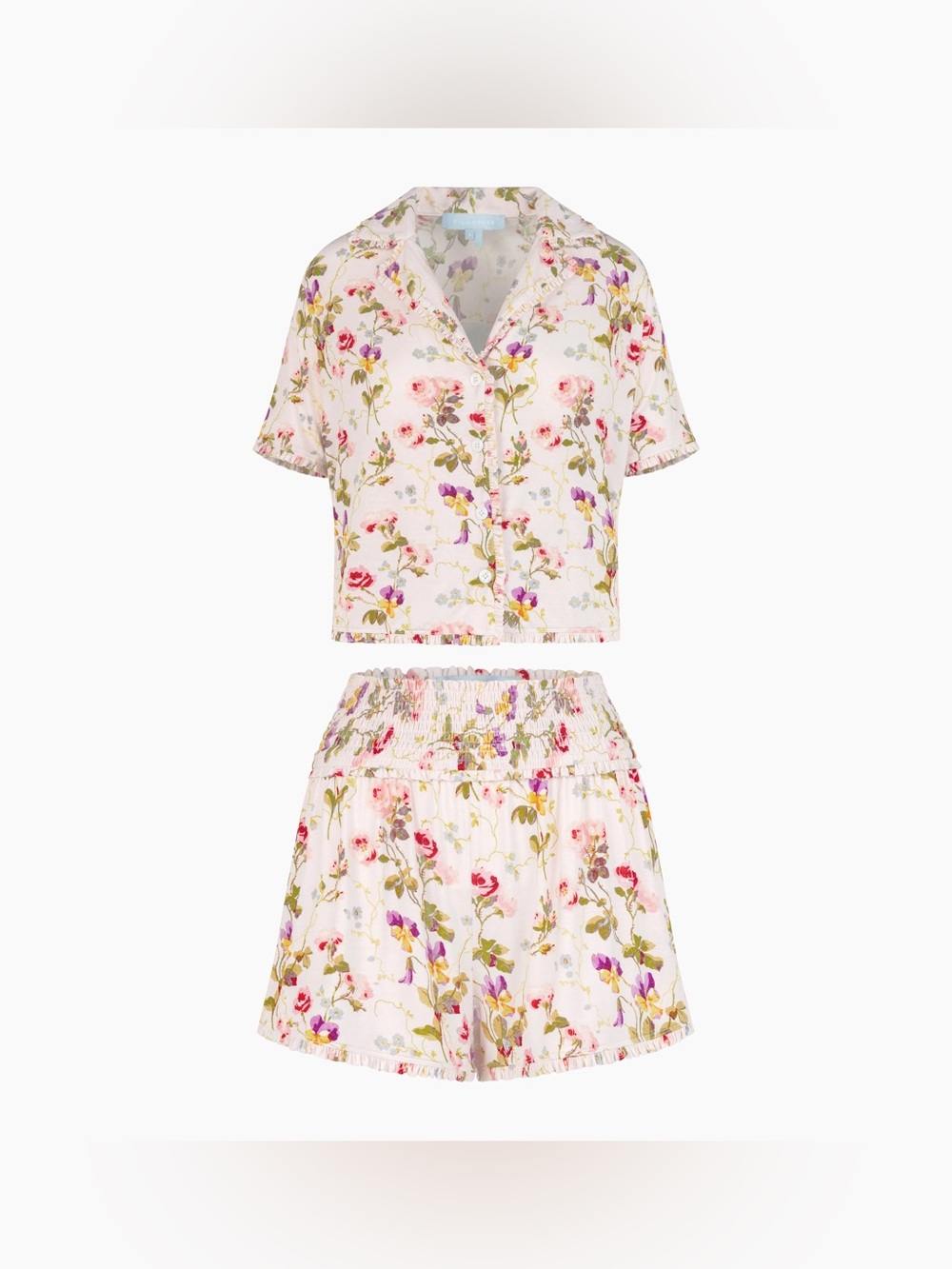 Hill House Ivory/Blush Pink Floral 2-Piece Shorts Pajama Set Size Latge